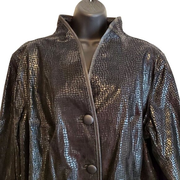 Bradley By Bradley Bayou Black Genuine Leather Jacket Embossed Texture Size 2XL - Picture 5 of 15